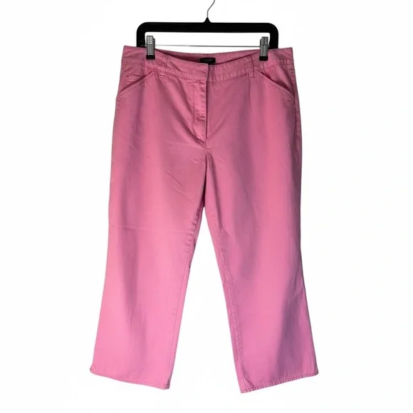 J.Crew Factory Favorite Fit Peach Pink Straight  Cropped Cotton Pants Size 12 - Picture 2 of 10